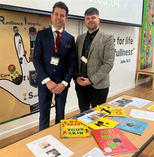 Matthew Lymn Rose, fifth generation Lymn and Managing Director at A.W. Lymn The Family Funeral Service and Ben Jackson, Head at Bluecoat Primary Academy, part of Archway Learning Trust